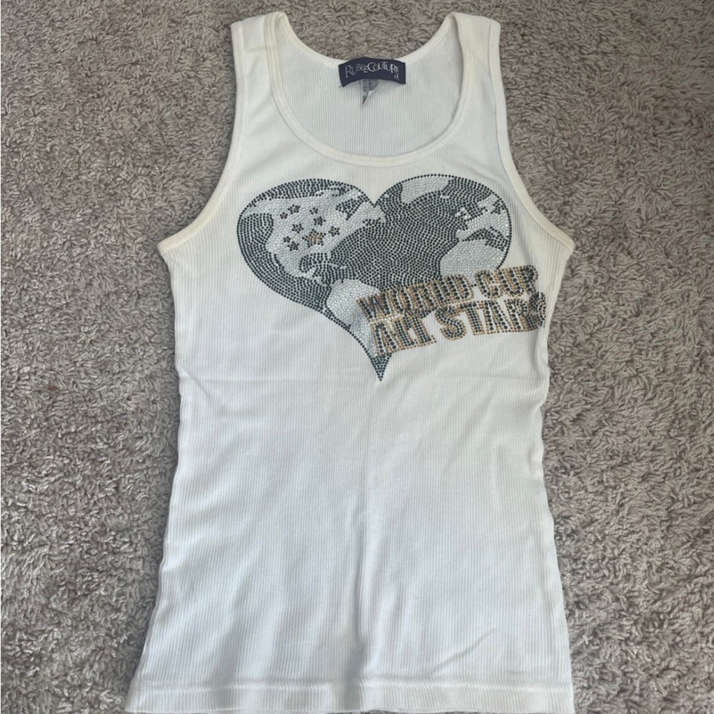 White Tank Top with Heart Graphic